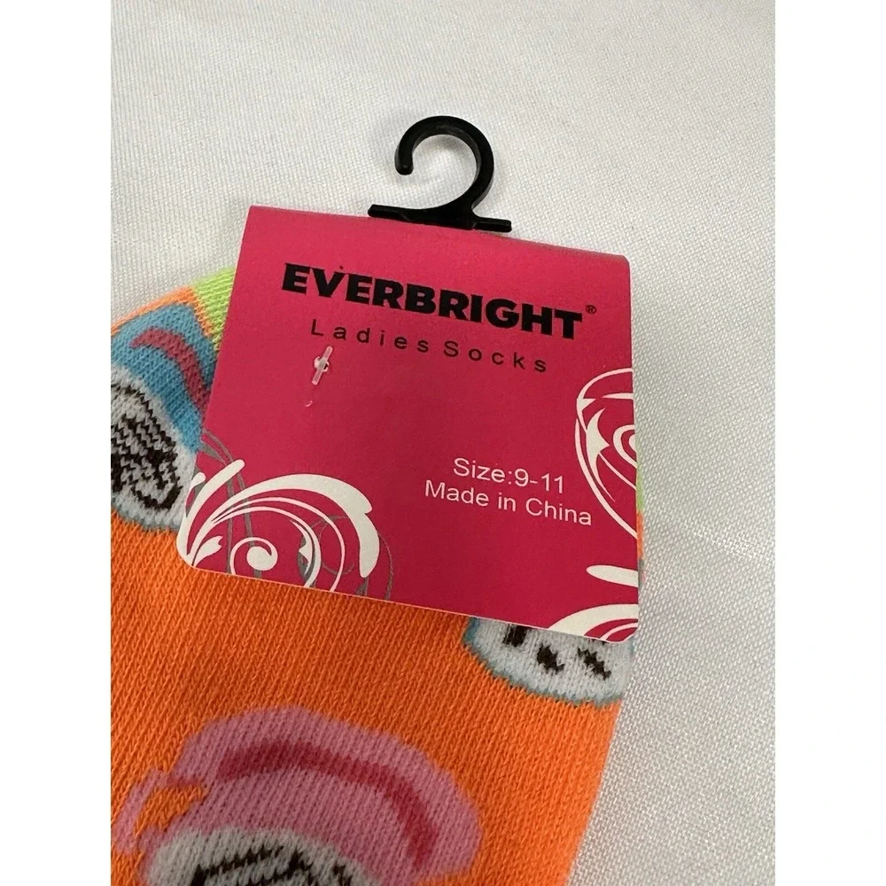 everbright womens high crew socks 1 pair size 9-11 COFFEE LATTE‎ orange